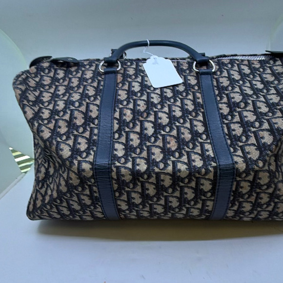 Dior Boston Bag Blue Oblique Canvas Duffle Bag - Picture 3 of 8